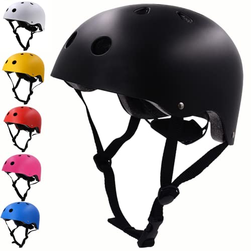 KinderHelm Fahrradhelm,Skaterhelm,Radhelm Radsport,EN1078-zertifizierter Multifunktions-für jeden vom Kleinkind Kinder bis zum Jugendlichen Erwachsene für RollerbladesKlettern (S:48-54cm, Schwarz) Cover