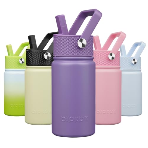 Image of BJPKPK Insulated Water Bottle, 15oz Stainless Steel with Straw Lid