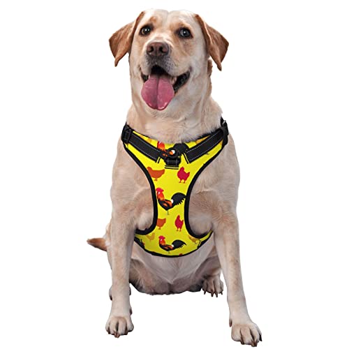 Cute-Chick-Pattern-Pet-Leash-Harness-Adjustable-Reflective-Dog-Vest-Harness-Fits-Most-Pets-for-Walking-Training-with-Accessories-Small