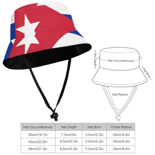 Cuban FlagChildren's Bucket Hat for Boys and Girls, Breathable Summer Beach Hat54cm2