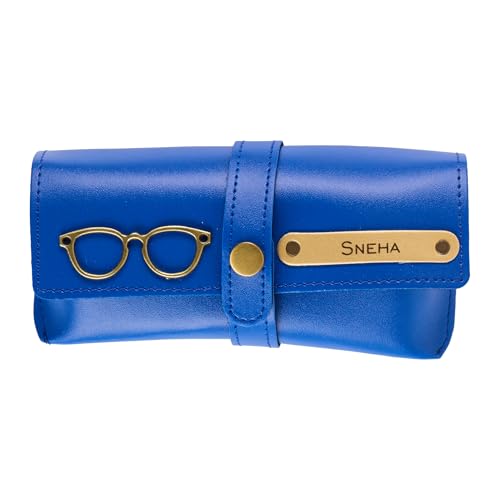 Image of AICA Personalised Name & Charm Leather Sunglass Case Cover for Men & Women | Hard Case Eyewear Cover