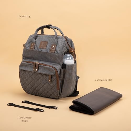 Image of abracadabra Diaper Bag with Changing Station For Mother, Maternity Bag for Newborn Baby, Waterproof and Multipurpose, (38 x 28 x 22 cm) - Grey
