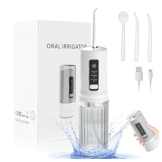 Ertisa Irrigador Bucal Portatil, 4 Boquillas 3 Modos Irrigador Dental IPX7 Impermeable Irrigadores bucales Electrico 200ml Irrigador limpiador Dientes Limpiador dental de agua para Viajes/Familia