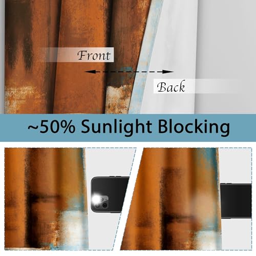 Image of Asuexpect Rust Curtains 2 Panels Abstract Kitchen Curtain Room Darkening Grommet Window Drapes Modern Decorative Window Treatments for Bedroom Living Room, 26x36 Inches