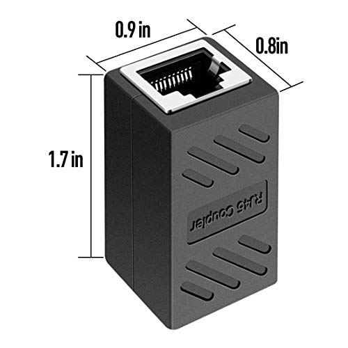 Rj45 Coupler, Pluspoe 2 Pack Ethernet Cable Extender Inline Lan Connector Plugs For Cat5 Cat5E Cat6E Cat7 Cable, Female To Female (Black) #TOP5