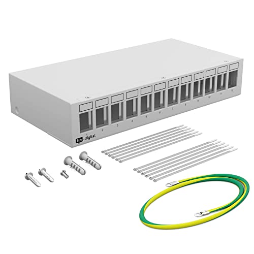 HB-DIGITAL SET: Patchpanel Gehäuse für Keystone Module + Keystone RJ45 Buchse Jack für Netzwerkinstallation kompatibel mit Verlegekabel LAN Ethernet | SCHWARZ