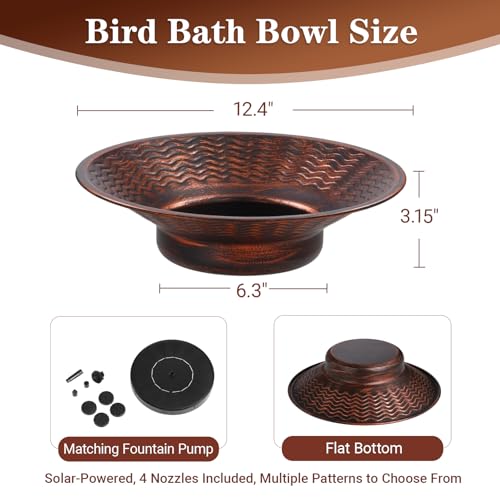 Solar Bird Bath for Outside, Outdoor Metal Bird Bath Fountains by TICKCACY - Used condition - Image 2