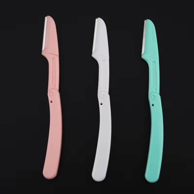 Foldable Face Razors – Precision Facial Hair Trimmers for Women and Men (3-Pack, Assorted Colors)