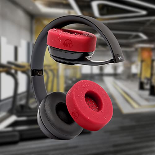 Image of WC SweatZ Solo - Patented Earpad Sweat Covers for Beats Solo 4, Solo 3 & Solo 2, Made by Wicked Cushions | Sweatproof & Machine Washable | Red