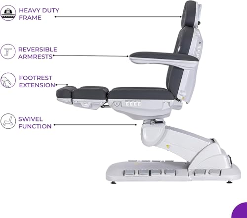 GreenLife® 4 Motor Luxury Electric Facial Chair Facial Bed Table Massage Spa Salon Beauty Bed Equipment Professional Medical Treament Chair Adjustable Silverfox 2246EBM (Dark Grey) - Image 5