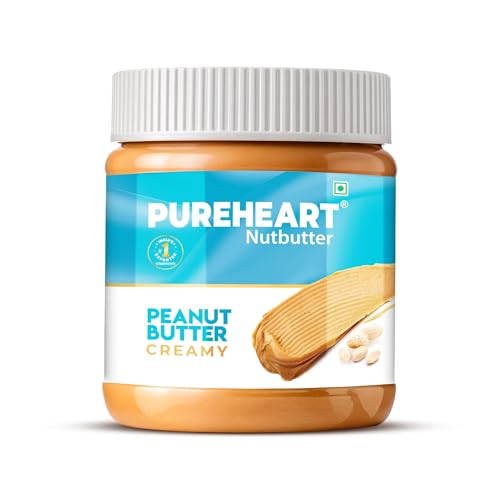Image of Pureheart Nutbutter Creamy Peanut Butter 350 gm | Natural & Premium Roasted Peanuts | High Protein, Rich in Fiber | Zero Trans Fats | for Tasty Breakfast & Post Workout Protein Snack