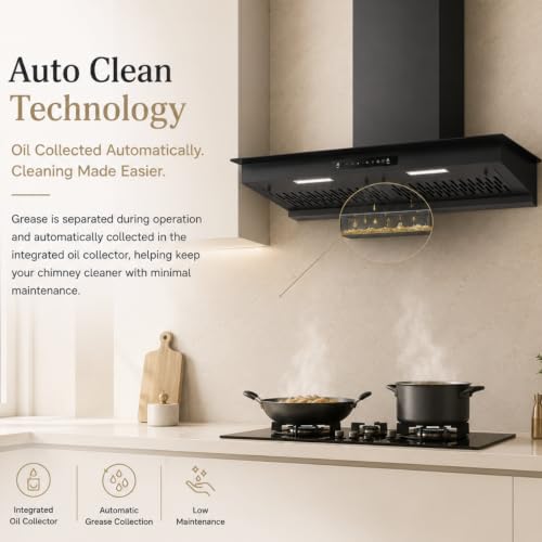 Image of Faber Mercury 90cm 1500m /hr BLDC Filterless Autoclean T-Shape Max Grill Chimney|3 Speed| 46dB|Touch&Gesture Control|12Yr Motor,2Yr Comprehensive Warranty by Faber|Hood MERCURY BLDC FL SC HC BK IN90-T