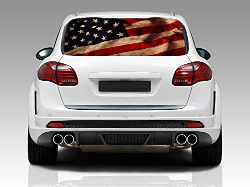 American Flag Vintage Rear Window Graphic Decal Sticker Car Truck SUV Van US 214, Large