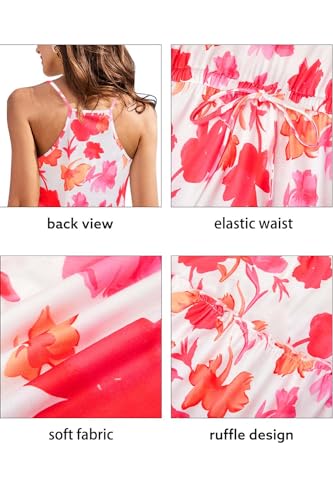 Image of Newshows Women's Summer Casual Dress Cute A Line Ruffle Hem Flattering Fit Beach Vacation Sundress