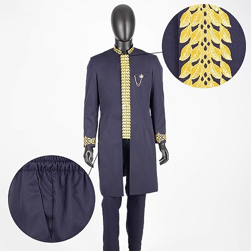 Dashiki Men African Suit Embroidery Jackets and Trousers 2 Piece Set Traditional Attire Wedding Party3