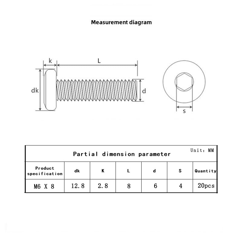 Image of Metuja M6-1.0 x 8mm,20-Pack Black Flat Head Hex Socket Cap Screw Bolts,304 Stainless Steel,Fully Threaded M6 Bolts,Metric Fasteners for Furniture