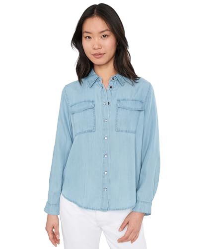 Amazon.com: Liverpool Los Angeles Womens Denim Long Sleeve Shirt with  Pockets Malibu Light XS One Size : Clothing, Shoes & Jewelry