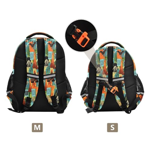 17 Inch Backpack for Kids, Backpack Boys Elementary School, Retro Dinosaur S3