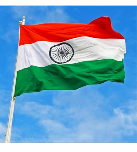 Image of Kapoor Crafts Indian Flag (40 inch X 52 inch Inch) Tricolour with Ashoka Chakra All Weather Flag Fade Resistant Indoor & Outdoor Display (Satin Fabric) Har Ghar Tiranga