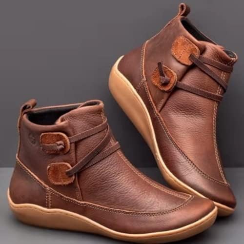 Women Boots Ankle Boots Roman Pointed Casual Booties Spring Autumn Women Leather Boots Casual Shoes (Dark Brown,11) | Image 2