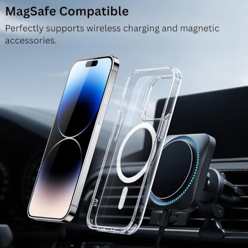Image of Back Case Cover for iPhone 14 Pro | Mag-Safe Compatible | Camera Protection | Transparent Mobile Phone Case Cover for Apple i Phone 14 Pro | i Phone 14Pro TPU Transparent Back Cover Case