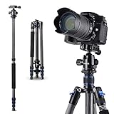 TYCKA Camera Tripod 65' Carbon Fiber Travel Tripod with 360° Panorama Ball Head and Monopod, Lightweight Compact Tripod for Canon Nikon Sony DSLR Cameras, 15kg Load Capacity