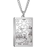 Jude Jewelers Retro Vintage Stainless Steel Tarot Card Rider Waite Pendant Necklace (The Star)