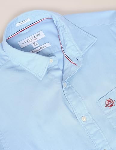 Image of U.S. Polo ASSN. Men's Solid Spread Collar Premium Cotton Dobby Tailored Fit Shirt
