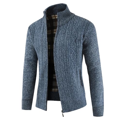 Men's Cardigan Sweaters Men's Stand Collar Cardigan Full Zip Long Sleeve Cardigan Sweater Overcoat