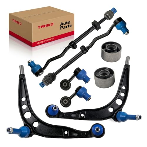 8PCS Front Suspension Kit Lower Control Arms Ball Joints Bushing Sway Bar Links Tie Rod Assembly Fit for 1984-1993 BMW E30 318i 318is 325e 325es 325is 325i