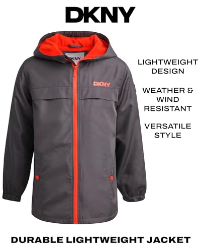Image of DKNY Boys Fleece Jacket - Water and Wind Resistant Polar Fleece Lined Boys Windbreaker Jacket - Cozy Outerwear Kids Jackets