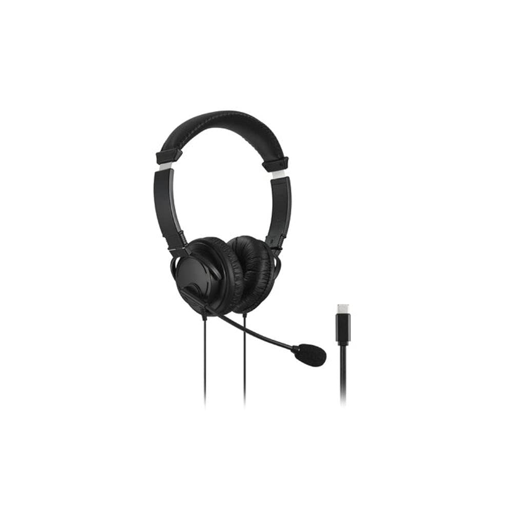 Kensington Auriculares USB-C Hi-Fi con Micrófono Incorporado, Sonido Estéreo, Micro con Cancelador de Ruido, Acolchado, Centros de Conferencias, Oficina o Videojuegos - K97457WW