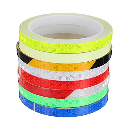 BESPORTBLE 8 Rollos Adhesivos Reflectantes para Bicicletas Recargable luz de Bicicleta LED Ciclo Pegatinas Reflectantes Pegatina Reflectante calcomanías noctilucentes para Bicicletas Colorful