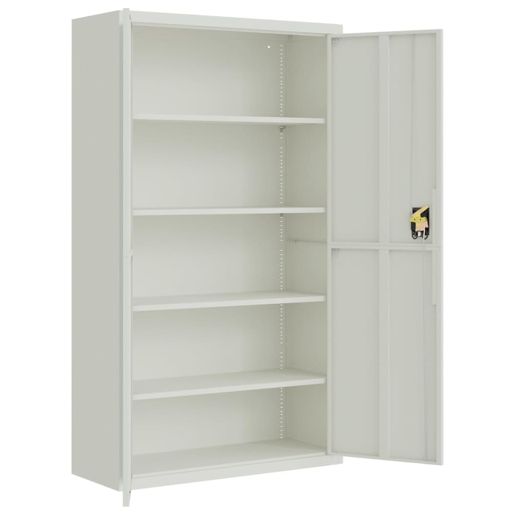 Szafka na akta, jasnoszara 105 x 40 x 180 cm, stal z 4 wkładanymi półkami do biura, biura domowego, gabinetu, zamykana, wytrzymała, uniwersalna szafka z kluczami i bezpiecznymi drzwiami