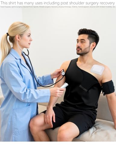 Unisex Shoulder Surgery Shirts, Shoulder Snap-Access Tank Tops, Arm Broken,Snap Open Sleeveless Shirt3