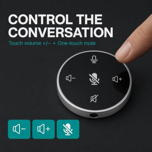 Image of Conference Speakerphone for PC and Laptop, USB Conference Speaker with Microphone, AI Noise Reduction, 360 Degree Voice Pickup, Plug and Play, Compatible with Zoom, Microsoft Teams and Skype