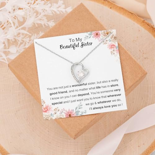 Sisters Gifts From Sister Interlocking Necklaces For 2 Big Sister and Little Sister Happy Birthday Present For Women Jewelry Best Sister with Message Card and Gift Box4
