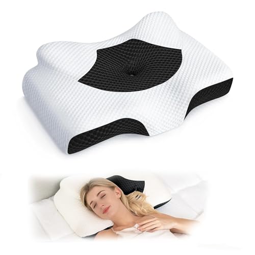 Cervical Pillow for Neck Pain Relief, Breathable Hollow Design Memory Foam Pillows with Cooling Case, Adjustable Ergonomic Orthopedic Bed Pillow for Sleeping, Support for Side Back Sleepers