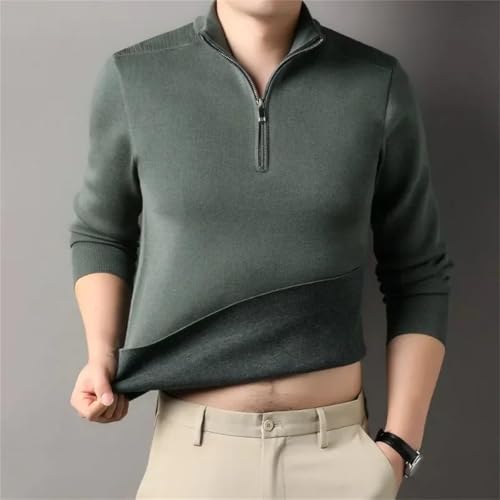 Men's Turtleneck Pullover Wool Sweater Contrasting Color Fleece Knit Sweater Zipper Sportswear2