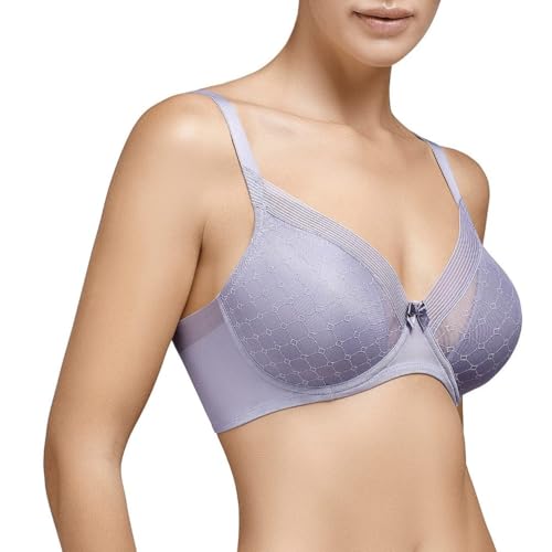 Selene, Sujetador Mujer con Elegante Diseño Geométrico, con Aros y Relleno, Colección Katia, Color Marfil, Talla 90 C