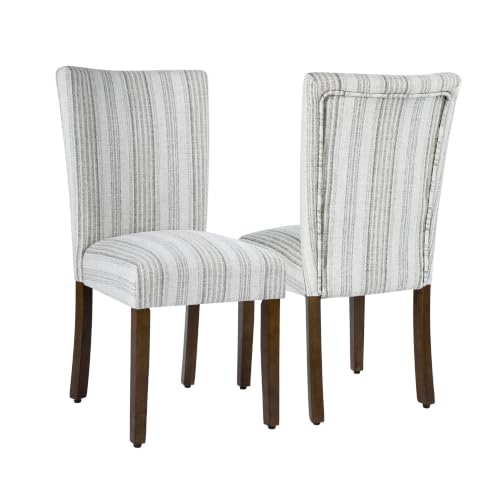 Image of HomePop Parsons Dining Chair - Gray Striped Pattern (Set of 2)