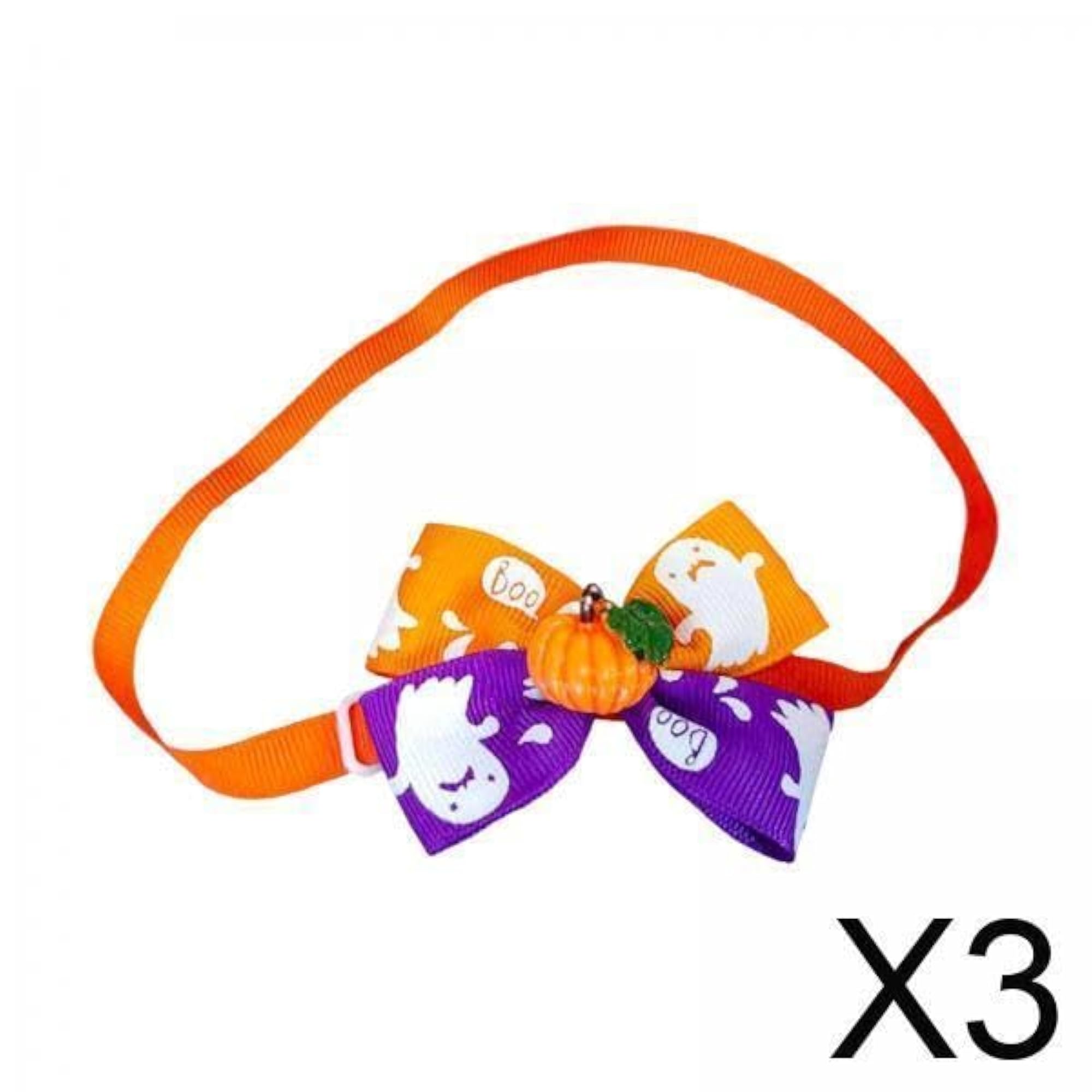 3x Fall Halloween Pet Bow Tie Collar Set for Small Pets