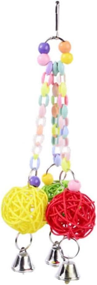 1X Bird Chewing Toy Parrots Cage Hanging Bell Toy Rattan Woven Swing Toy for Budgie Parakeets Cockatiels Conures Lovely Birds 29cm Creative and Exquisite Workmanship