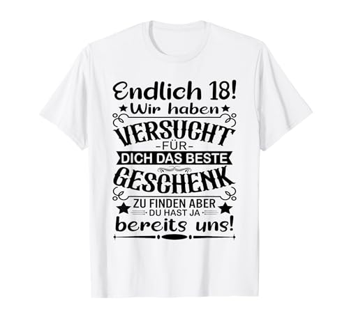 18. Geburtstag Junge Mädchen 18ter Volljährig Endlich 18 T-Shirt