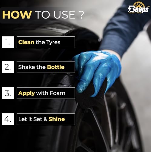 Image of Polish, 500ml, Long-Lasting Tyre Gloss for Car Bike Scooter, High Gloss Prevents Fading & Cracks, Gives Lustrous Dark, Non-Greasy Super Black Shine (Tyre Polish)