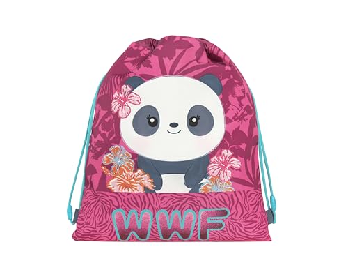 WWF - Sacca Coulisse Ufficiale WWF Compatta e Versatile Ideale per Palestra Scuola Viaggi Portamerenda Idea Regalo Bambini e Ragazzi 35x42x2 cm Magenta