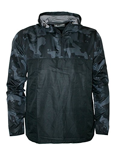 Under Armour Men's Athletic Zip Hooded Light Jacket Hoodie Windbreaker (Black Print, XL)