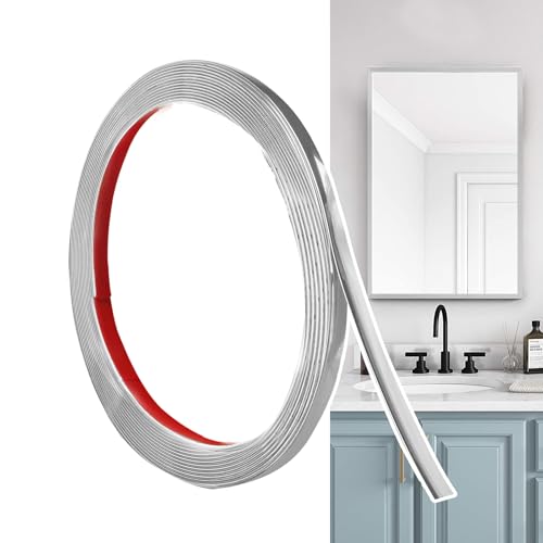Hengrongshen Molduras Decorativas Autoadhesivas Plata Mate (6M x 0,65cm) Despegar y Pegar, Tiras de Pared de PVC Flexibles, Ideales para Paredes, Espejos, Techos, Suelos, Armarios, Azulejos