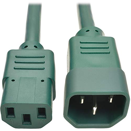 Image of Tripp Lite 3 ft. Heavy Duty Power Extension Cord, C14 to C13, 15A, 14 AWG, Green (P005-003-AGN)