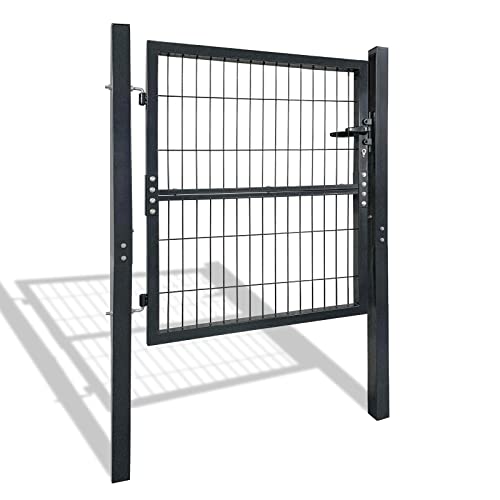 VA-Cerulean Gartentor 100 * 100cm Gartentür mit Schloss und Griff starker Stahl Gartentore Zauntor Gartenpforte Hoftor garten zaunelemente metall sichtschutz zaun Gartenzaun Anthrazit